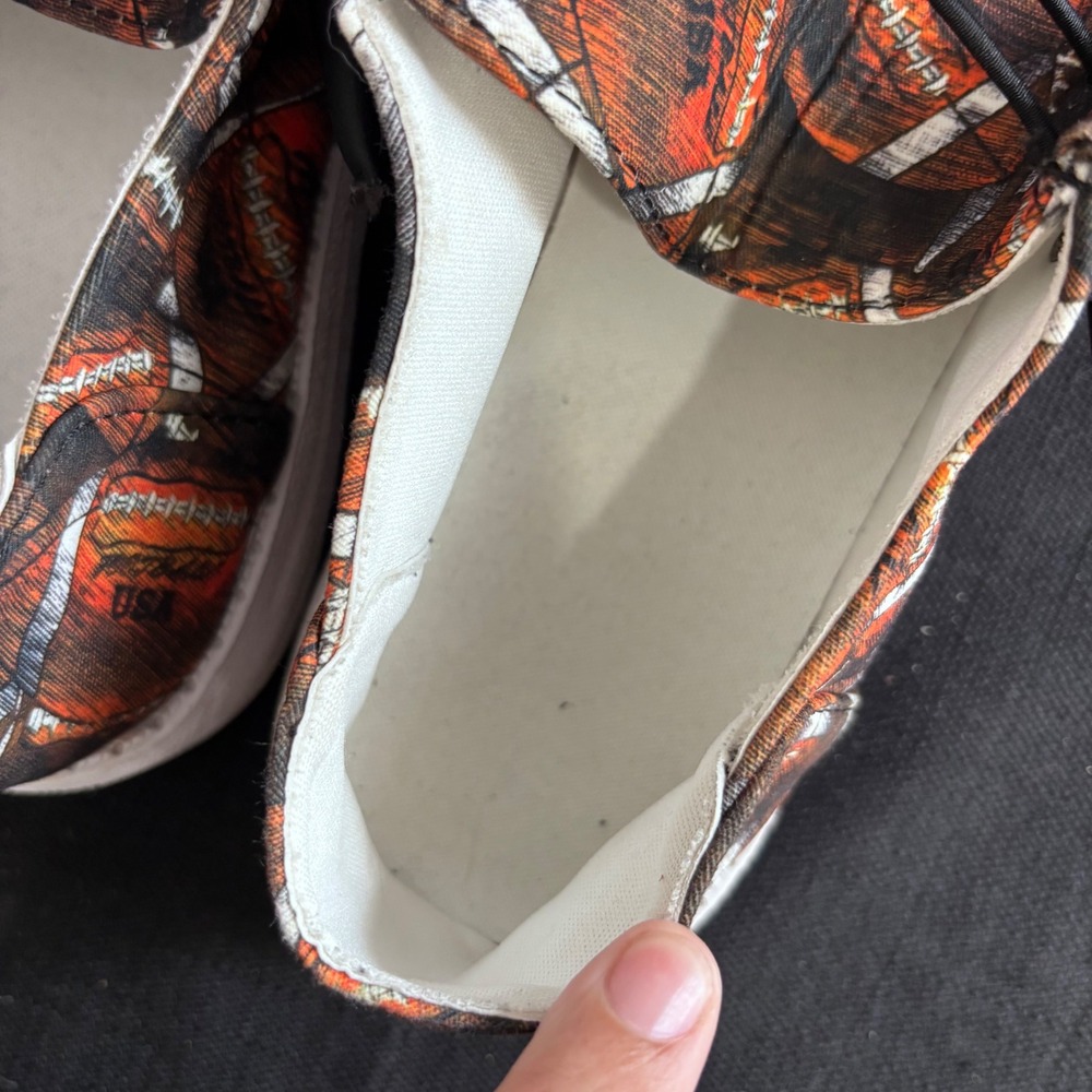Football Print Canvas Loafers Slip On Gameday Shoes Orange Brown EU 38 US 7.5 - Picture 5 of 6